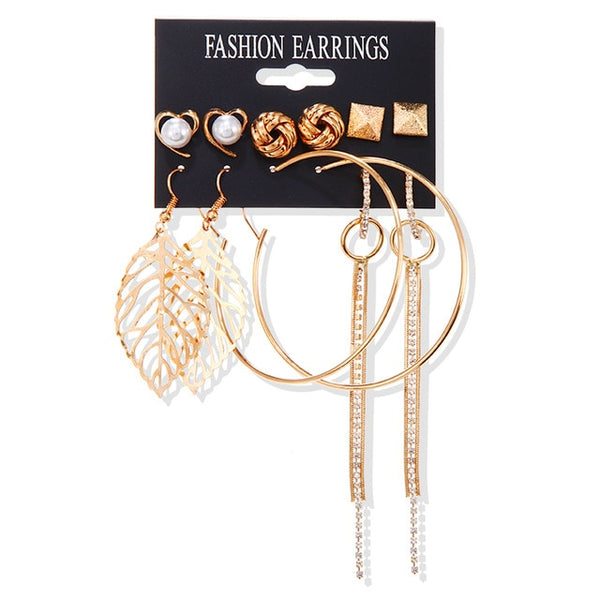 Women's Earrings Set Tassel Pearl Earrings For Women Bohemian Fashion Jewelry 2020 Geometric kolczyki Hoop Earings
