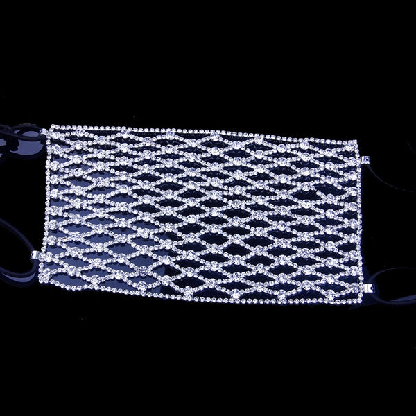 StoneFans Charming Rhinestone Face Mask Mouth Statement Trendy Crystal Dangle Club Mask Party Fashion Jewelry for Women