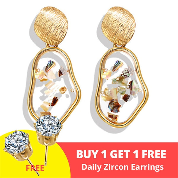 17KM New Vintage Earrings 2020 Geometric Shell Earrings For Women Girl BOHO Resin Drop Earrings Brincos Fashion Tortoise Jewelry