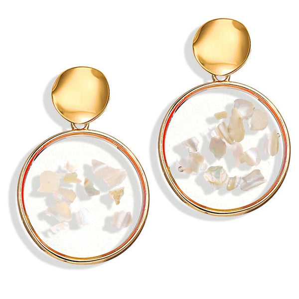 17KM New Vintage Earrings 2020 Geometric Shell Earrings For Women Girl BOHO Resin Drop Earrings Brincos Fashion Tortoise Jewelry