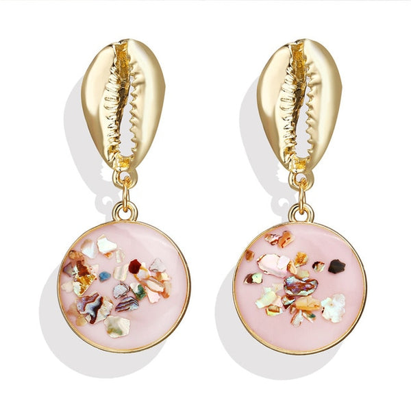 17KM New Vintage Earrings 2020 Geometric Shell Earrings For Women Girl BOHO Resin Drop Earrings Brincos Fashion Tortoise Jewelry