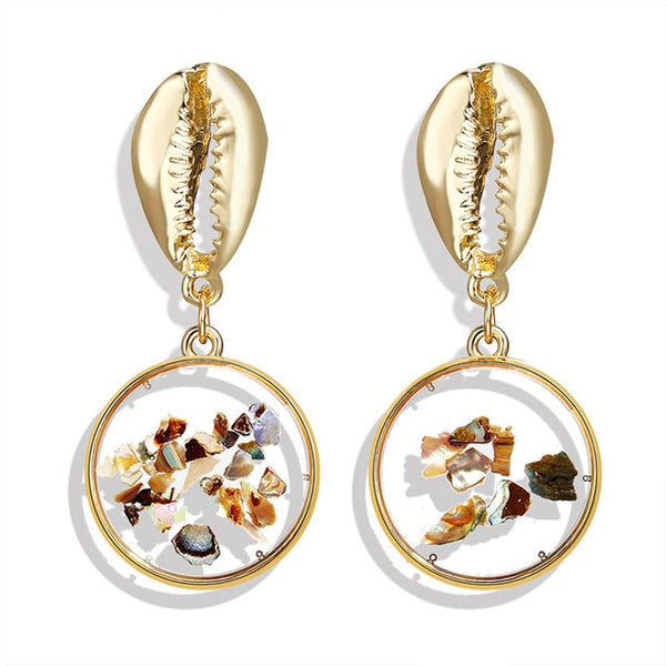 17KM New Vintage Earrings 2020 Geometric Shell Earrings For Women Girl BOHO Resin Drop Earrings Brincos Fashion Tortoise Jewelry
