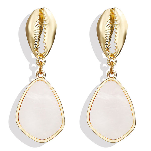 17KM New Vintage Earrings 2020 Geometric Shell Earrings For Women Girl BOHO Resin Drop Earrings Brincos Fashion Tortoise Jewelry