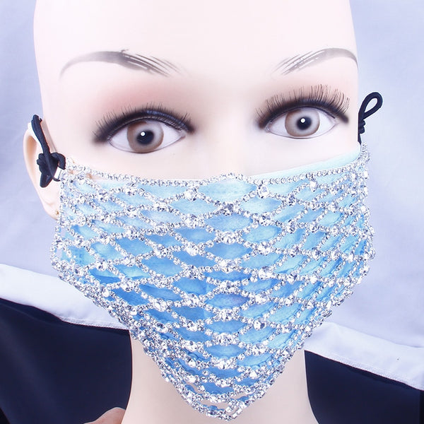 StoneFans Charming Rhinestone Face Mask Mouth Statement Trendy Crystal Dangle Club Mask Party Fashion Jewelry for Women