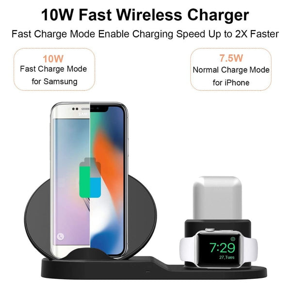 For Apple watch 4 5 3 2 stand 3 In 1 Qi Wireless Charger Fast Charging For iPhone XS Max XR X 8 Plus Samsung S9 S8 Note 9 Airpod