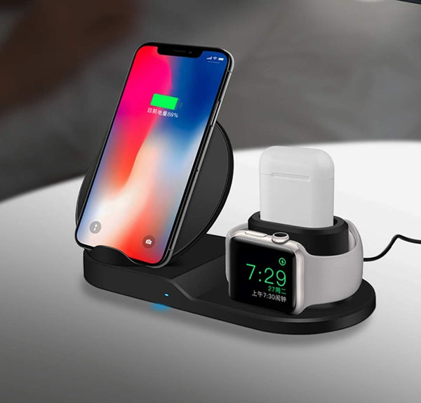 For Apple watch 4 5 3 2 stand 3 In 1 Qi Wireless Charger Fast Charging For iPhone XS Max XR X 8 Plus Samsung S9 S8 Note 9 Airpod
