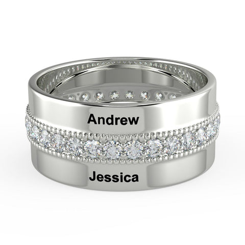 خواتم شخصية مع مكعب زركونيا حجر محفورة 2 أسماء خواتم الموضة الزفاف الذكرى مجوهرات هدية للنساء