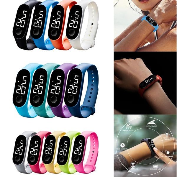 Moda feminina relógio esportivo à prova dwaterproof água led luminoso sensor eletrônico relógios pulseira casual relógio de pulso presente de ação de graças