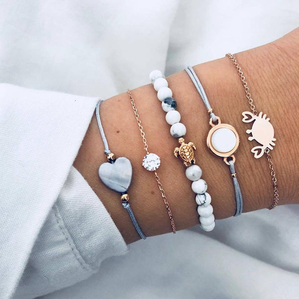 17IF boho friendship charm bracelets for women gold beads bracelet set charms women accessoires braclets jewelry gift sets