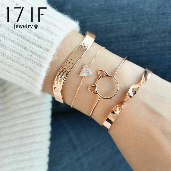 17IF boho friendship charm bracelets for women gold beads bracelet set charms women accessoires braclets jewelry gift sets