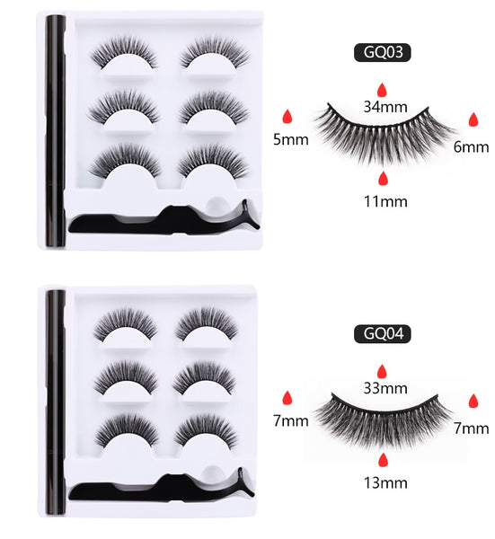 Shozy 3 Pairs 3D Mink False Eyelashes for Natural Magic Eyelash Extension Set No Glue Easy to Wear Reusable Lashes