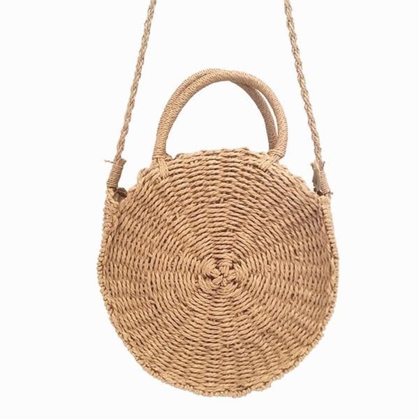 Yogodlns Round Straw Bags Women Summer Rattan Bag Handmade Woven Beach Crossbody Bag Circle Bohemia Bali Box