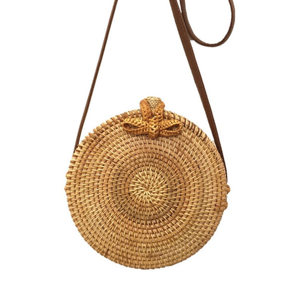 Yogodlns Round Straw Bags Women Summer Rattan Bag Handmade Woven Beach Crossbody Bag Circle Bohemia Bali Box