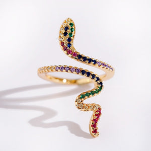 2020 Joyeria Mujer Stackable Rings Snake Rings For Women Gold Color Clear CZ Punk Rock Ring Animal Jewelry