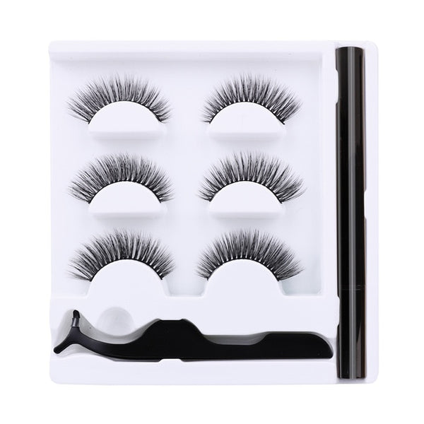Shozy 3 Pairs 3D Mink False Eyelashes for Natural Magic Eyelash Extension Set No Glue Easy to Wear Reusable Lashes