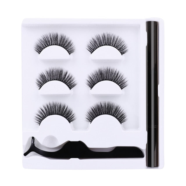 Shozy 3 Pairs 3D Mink False Eyelashes for Natural Magic Eyelash Extension Set No Glue Easy to Wear Reusable Lashes