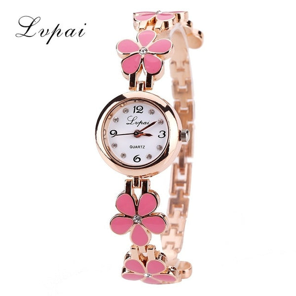 Lvpai Brand Luxury Crystal Gold Watches Women Fashion Bracelet Quartz Wristwatch Rhinestone Ladies Fashion Watch Dropshiping
